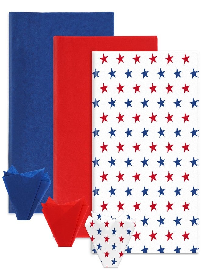 Whaline 90 Sheets Patriotic Tissue Paper Blue Red Star Gift Wrapping Paper 4th of July Decorative Art Paper for DIY Crafts Independence Day Party Decorations, 14 x 20 Inch - Image 1